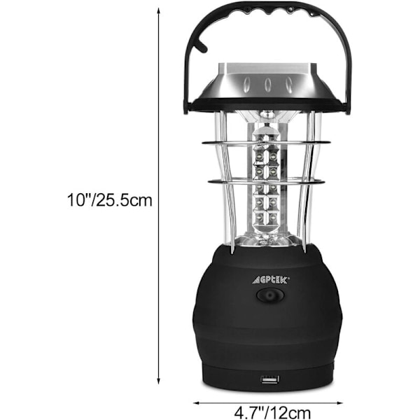 60LED Solar Camping Lampe Solar Hestelanterne Hånd Vev Nødlys, til udendørs, have, gård
