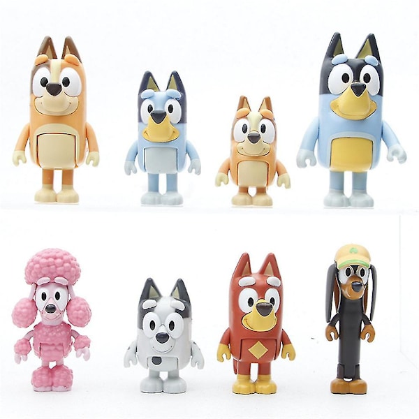 Bluey Legetøj Bluey Og Venner 8 Pakke Af Poserbare Figurer Legetøj Gaver Til Piger Og Drenge