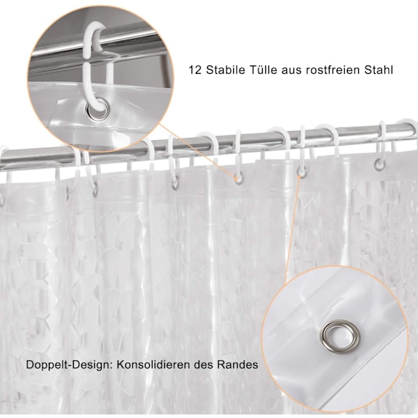 Transparent duschdraperi med viktmagnet i botten