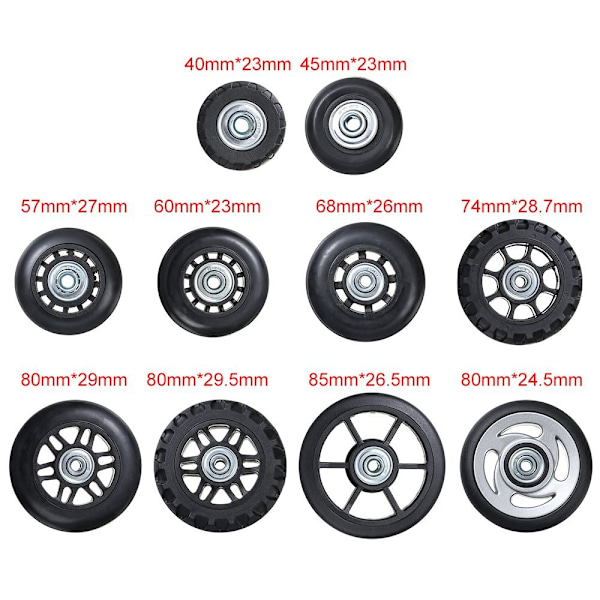 2kpl Vaihda pyörät Matkalaukun pyörät 60MM*23MM-FA5- 60mm*23mm