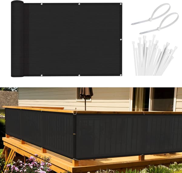 Balkong insynsskydd vind- og UV-beskyttelse, 90 x 300 cm, sort