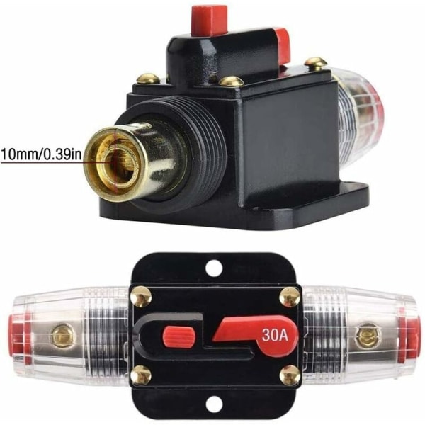 30A Afbryder, 12V-24V DC Inline Sikringsholder, Manuel Nulstilling
