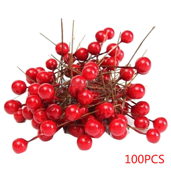 100/200/300 kpl Tekohedelmävaahto Joulu Hedelmä Garland Koriste Koti Xmas Dekoraatio Toimittaja 100PCS