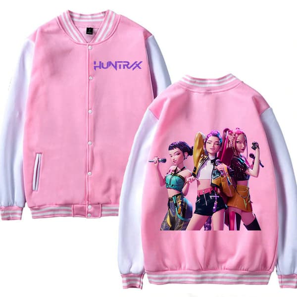 KPop Demon Hunters Kids Rosa Baseballjacka – Höst Vinterkappa för Flickor pink 1 140