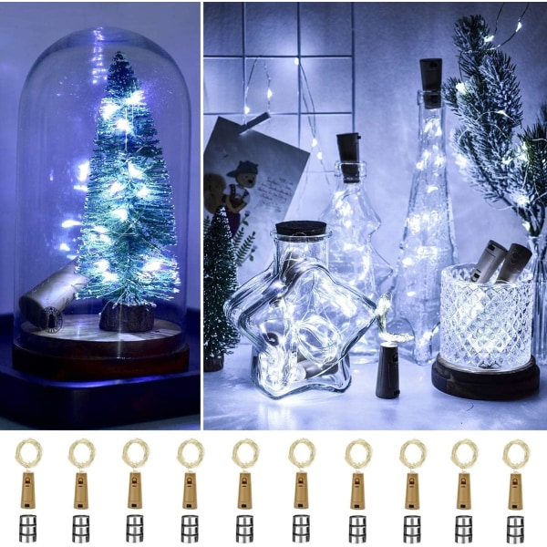 10 Pack with Bottle Lights, 2m 20 LED Cork Light for Wine Bottle