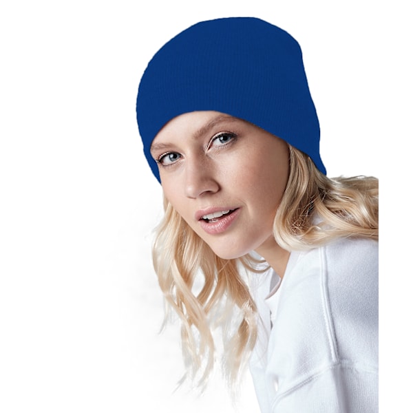 Beechfield enfärgad enkel stickad vintermössa i en storlek, färg Bright Royal One Size Bright Royal
