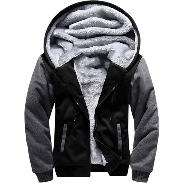 Herr Pullover Termisk Sherpa Fodrad Jumper Jackor Vinter Träning Fleece Hoodie Full Zip Ull Varm Tjock Rockar Ytterkläder 02black 02black M