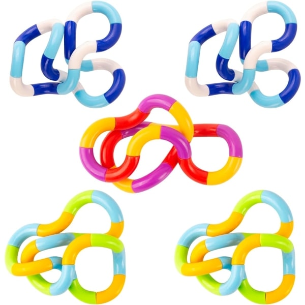 5 st Tangle Fidget Toy Twisty Toy Snake Toys Avkoppling Stress Relief Stim Tyst för barn och vuxna