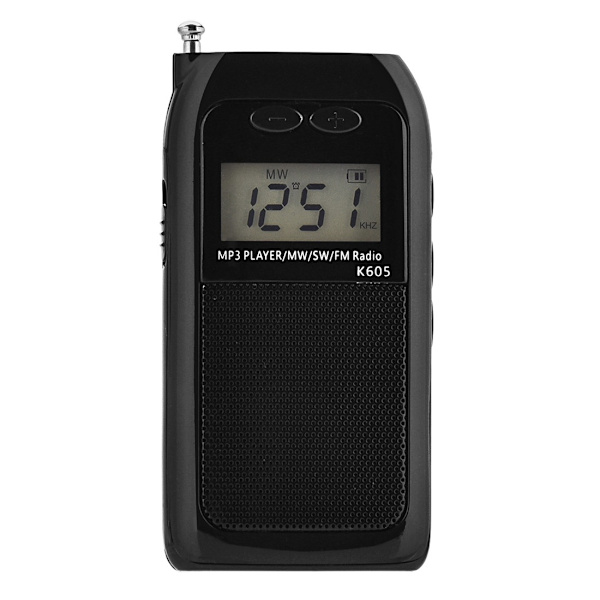 Mini MP3-avspilling FM MW SW fullbåndsradio svart radio, opptaker 1