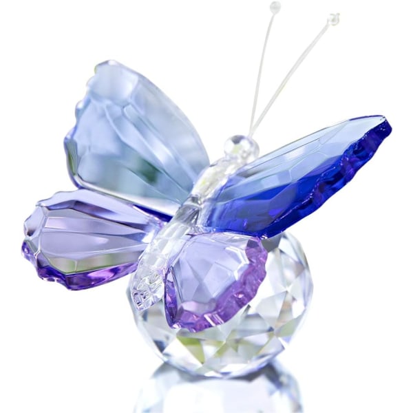 Blue and Purple Glass Butterfly with Ball Base, Decorative Paper