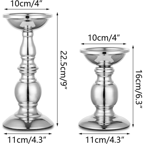 2pcs Column Candle Holder Metal Candle Holder, Silver Christmas
