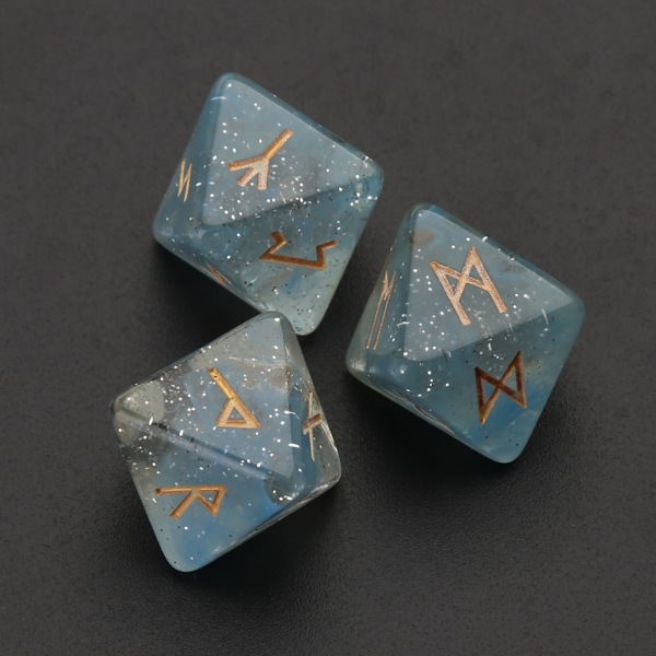 3 st Hartsstärningar Set 8-sidiga Runtärningar Resin Assorted Polyhedriska tärningar Set Polyhedrisk Divination Bordstavla Tärning Blue 0.02