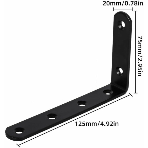 8 stk Veggmontert Hyllebrakett L-formet Brakett Fixi