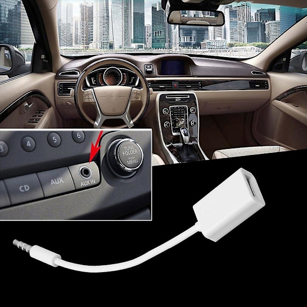 3,5 mm uros Aux-ääniliitin USB 2.0 naarasmuuntimeen