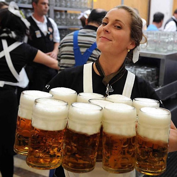 Tysk Oktoberfest-drakt for kvinner Voksen Dirndl Tradisjonell bayersk ølkarneval Fraulein Cosplay Blue