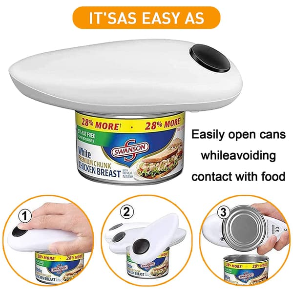 Electric Can Opener, Lid Without Sharp Edges, OneTouch Automatic Can Opener for Seniors, Kitchen Appliance-FA-