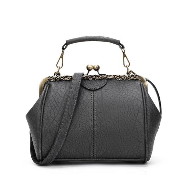 Dam Handväska Vintage Pu Mini Pack Handväska med klippt knapp Gray