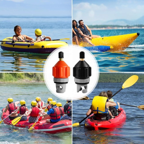 2 stk. SUP-pumpe adapter, luftpumpekonverter, paddleboard-pumpe, oppustelig båd, SUP-brætkonverter, kajak med mundstykke, stand up paddleboard (orange, sort)