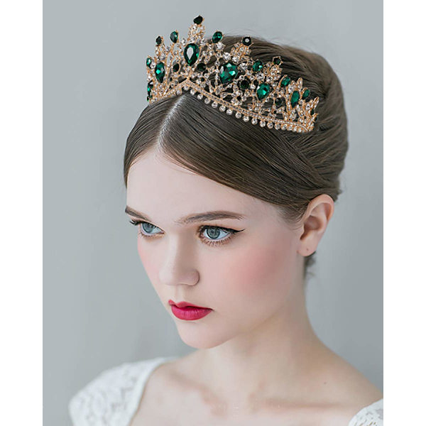 Smaragd Bryllups Tiara til Kvinder, Brud Krone Prinsesse Tiara Hoved