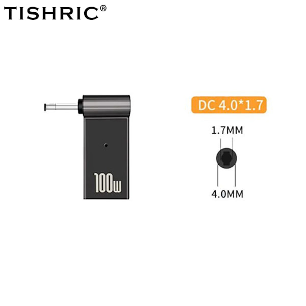 Adapter för bärbar dator PD 100W 5A USB Typ-C hona till likström hane för HP/Lenovo/DELL 4.0x1.7