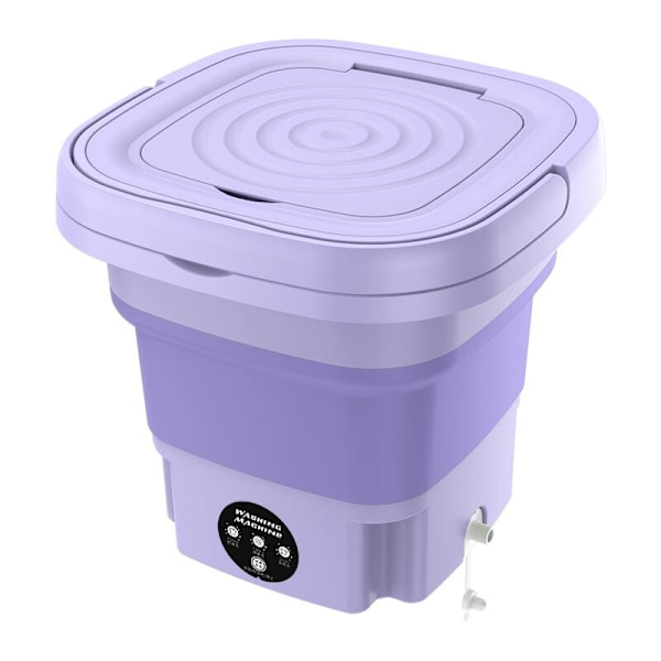 Foldbar Bærbar Vaskemaskine med Centrifuge 8L 220V Mini Automatisk Vask til Strømper Undertøj Lilla h