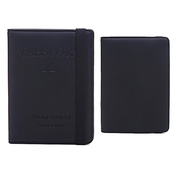 RFID-suojattu matkalompakko passipidin Musta black 2-Pack