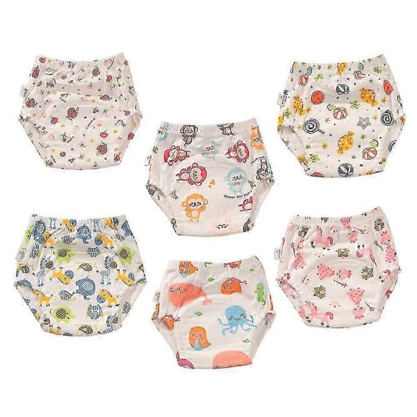 6-pakning bomullsundertøy for pottetrening, gjenbrukbart, vanntett og pustende, for gutter og jenter, stil 3-FA- style 3 100 size