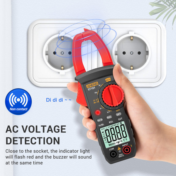 ST181 Digital Klypetang for DC/AC Strøm 4000 Tellinger Multimeter Amperemeter Spenningstester Bil Amp Hz Kapasitans NCV Ohm