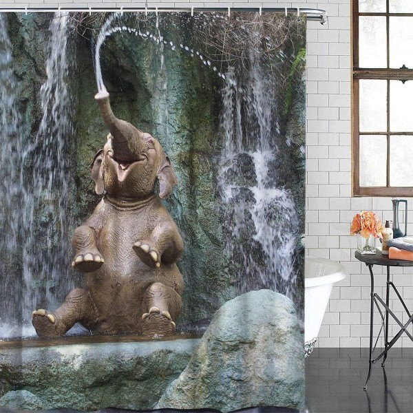 Duschdraperier Tyg Mögelbeständig Duschdraperi, Elefant