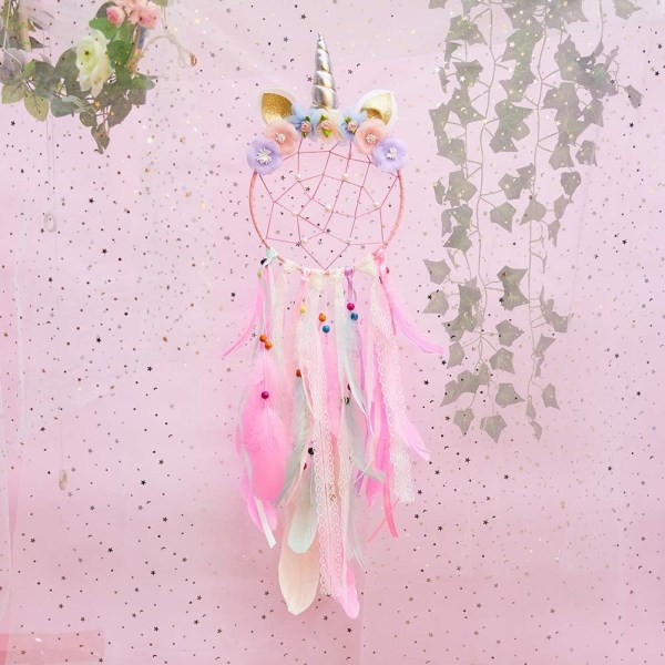 Barn Unicorn Dream Catcher Jätte handgjord drömfångare fjäder