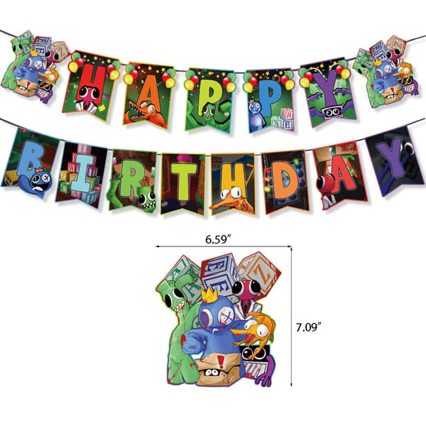 Rainbow Friends Bursdagsfest Dekor Banner Topper Ballonger Barn-FA-
