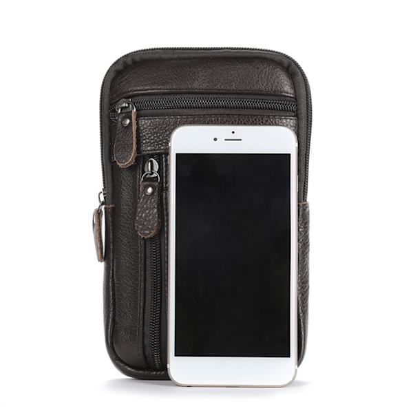 Herr Äkta Läder Mode Telefonväska Bältesväska Axel Crossbody Midjepaket
