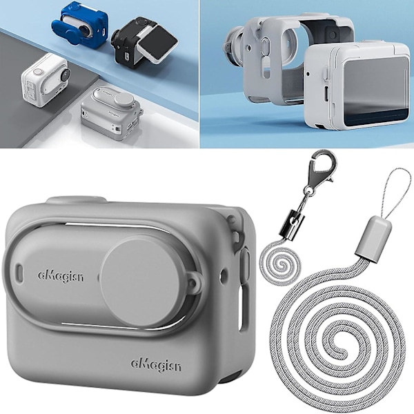 Silikoneetui til Insta360 Go 3 med snor, tilbehør til Insta360 Go 3 Gray