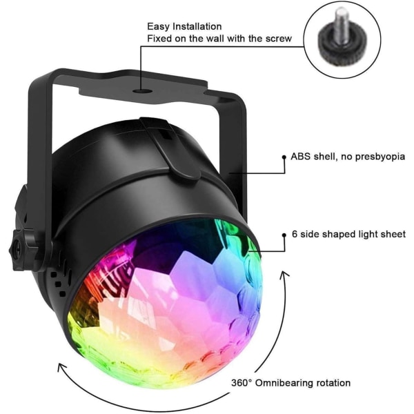 Discokugle 2-pak, festlys scene lampe natklubbelysning proj