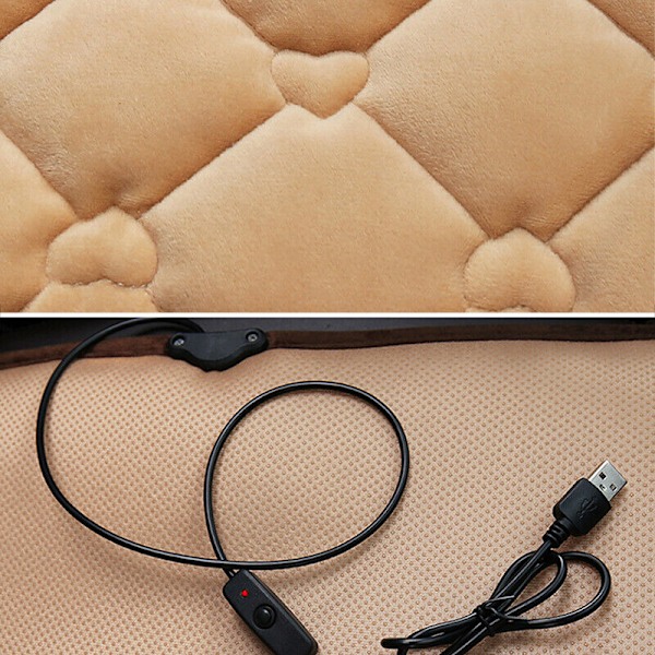 Elektrisk Värmedyna USB Uppvärmd Sittdyna Varmdyna för Hemstolsbilstolar Beige
