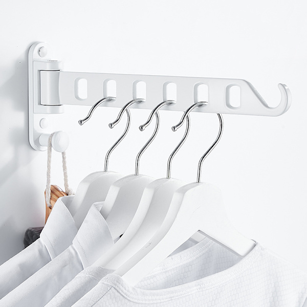 Foldbart Tøjstativ Væghængt Teleskopisk Tøjstativ Hvid white 2pcs