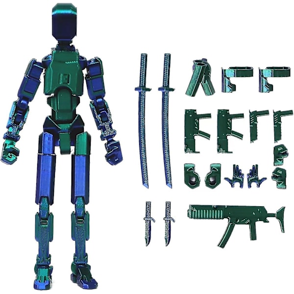 T13 Actionfigur, Titan 13 3D-trykt Actionfigur, Lucky 13 Actionfigur, Nova 13 Actionfigur Dummy 13 Actionfigur Greenblue