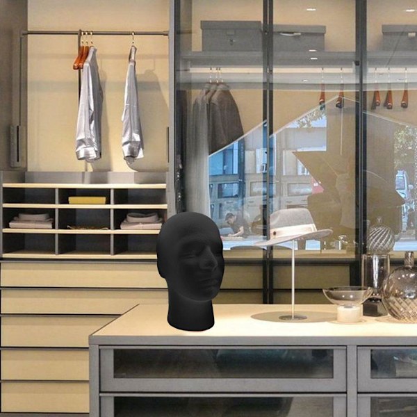 Praktisk mandlig skyltedukke hovedmodel hat paryk briller display