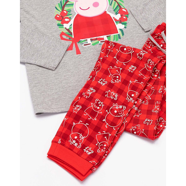 Greta Gris Mamma Gris Julpyjamas Sett S Rød/Grå S Red/Grey