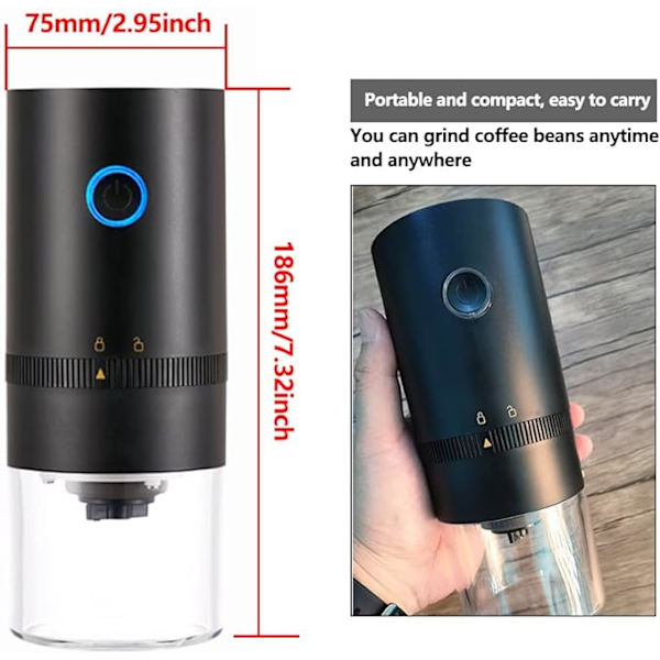 Liten burr kaffekvarn Elektrisk kaffebladskvarn Bärbar