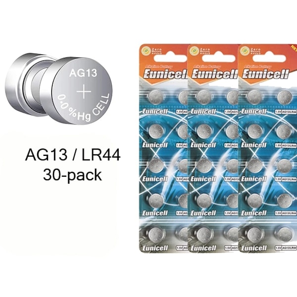 30-pak AG13 LR44 303 357 A76 LR1154 SR44 GP76A Batteri. 72