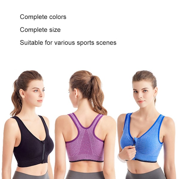 Dragkedja Sport-BH Plus Size Löpning Yoga Fitness GRÖN L grön green L