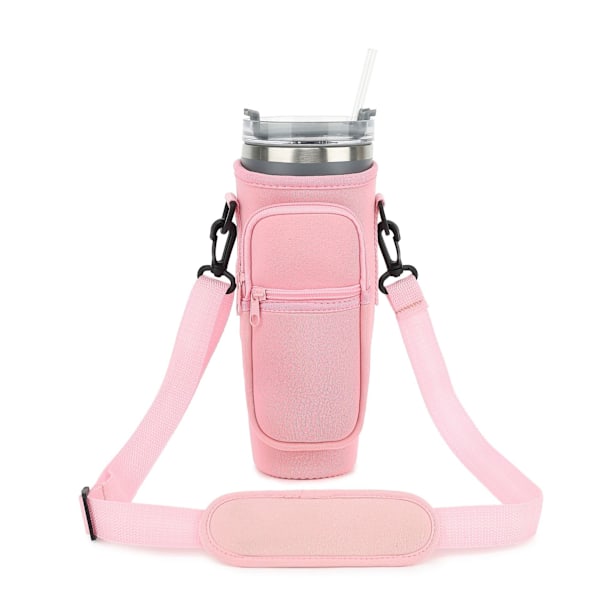 Vedenpitävä juomapullon kantolaukku, olkalaukku juoksuun, urheiluun, päivittäiseen käyttöön Deep Pink