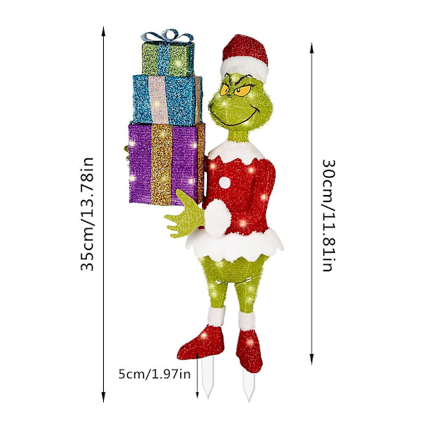 Joulupukki Grinch Tuleva Plat LED-valaistus Joulujuhlat Ulkona Piha Nurmikko Koristelu[HK] B