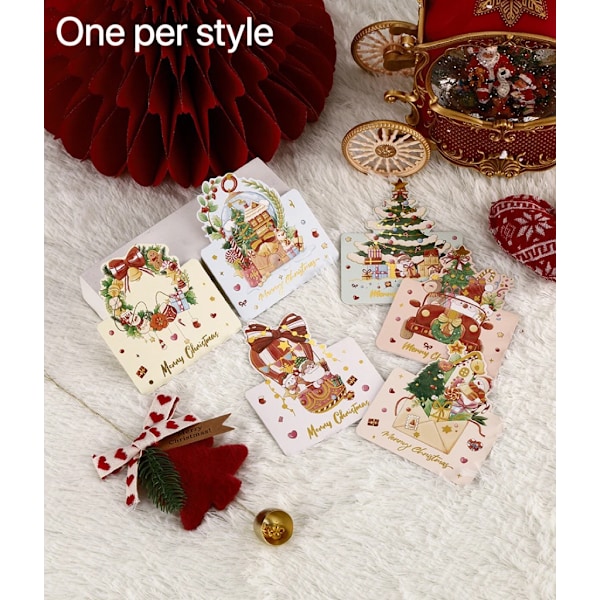 18/12/6 stk Gratulasjonskort med konvolutt Venn Familie Velsignelse Kort for bursdag Nyttår Julegaver Juledekorasjon 6 PCS