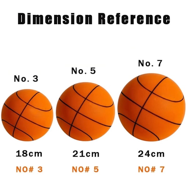 Handleshh Tyst Basketboll - Premiummaterial, tyst och mjuk skumboll, tränings- och spelhjälpmedel Orange Orange 21cm