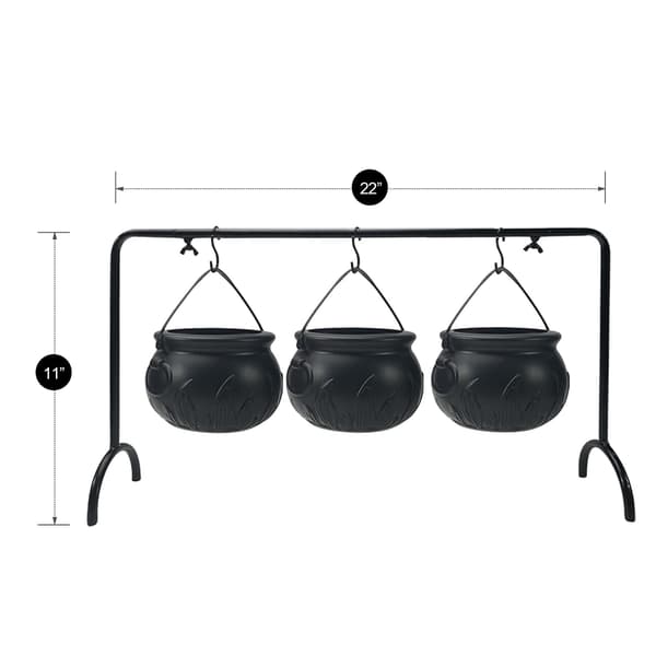 Halloween Party Decor Set - 3 Black Cauldron Serving Bowls on Stands-FA-