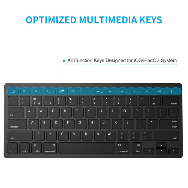 Bluetooth-tastatur kompatibel med nye iPad 10.2 (9. generation 2021)