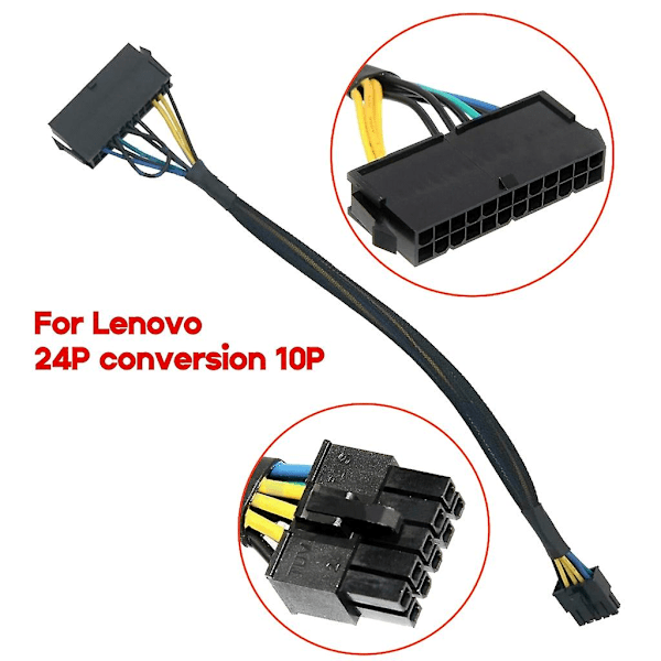 Uusi 24-nastainen naaras-10-nastainen urosadapterikaapeli Atx Lenovo emolevyille 20cm