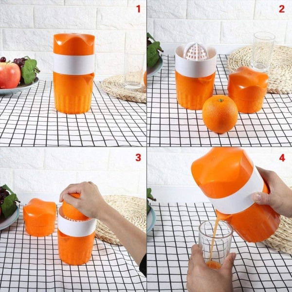 Citruspresser Håndpres Bærbar Orange (Farve: Orange og Hvid)